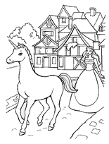 coloriage Barbie et la licorne